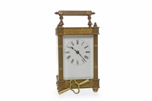 Lot 1046 - LATE 19TH CENTURY BRASS CARRIAGE CLOCK the...