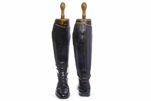 Lot 1241 - PAIR OF MID-19TH CENTURY BLACK LEATHER RIDING...
