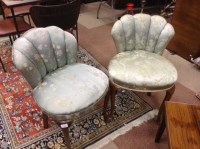 Lot 1261 - PAIR OF BEECH FRAMED BEDROOM CHAIRS with shell...