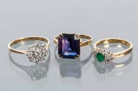 Lot 1759 - GROUP OF THREE GEM SET RINGS comprising of an...