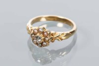 Lot 1762 - VICTORIAN PEARL AND DIAMOND CLUSTER RING with...