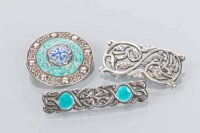 Lot 1766 - THREE CELTIC INFLUENCE SILVER BROOCHES...