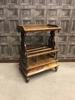 Lot 1344 - VICTORIAN WALNUT CANTERBURY WHATNOT with later...