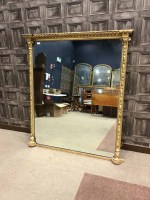 Lot 1362 - 19th CENTURY GILT GESSO OVERMANTEL MIRROR with...
