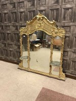 Lot 1363 - 19th CENTURY GILT GESSO OVERMANTEL MIRROR with...