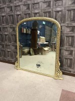 Lot 1365 - 19TH CENTURY GILT GESSO OVERMANTEL MIRROR with...