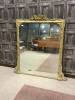 Lot 1367 - 19TH CENTURY GILT GESSO OVERMANTEL MIRROR with...