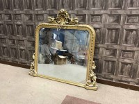 Lot 1369 - VICTORIAN GILT GESSO OVERMANTEL MIRROR with...
