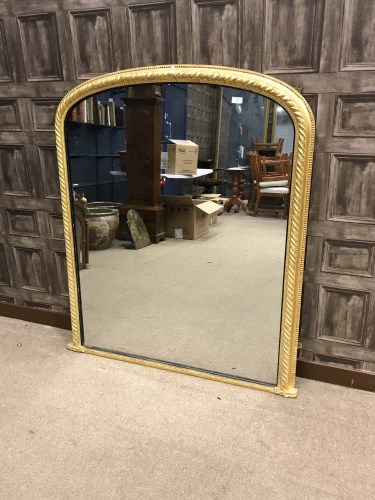 Lot 1377 - 19TH CENTURY GILT GESSO OVERMANTEL MIRROR with...