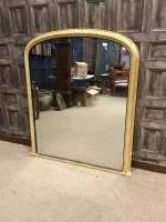 Lot 1377 - 19TH CENTURY GILT GESSO OVERMANTEL MIRROR with...