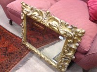 Lot 1406 - 19TH CENTURY CARVED GILTWOOD WALL MIRROR OF...