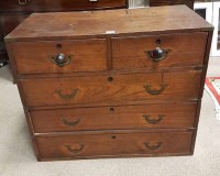 Lot 1410 - 19TH CENTURY MAHOGANY TWO STAGE CAMPAIGN CHEST...