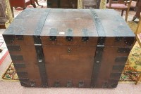Lot 1411 - LARGE VICTORIAN OAK AND METAL BOUND SILVER...