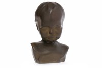 Lot 1416 - BRONZE BUST OF A YOUNG CHILD unsigned, 23cm high