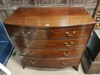 Lot 1420 - POST REGENCY MAHOGANY BOW FRONT CHEST with two...