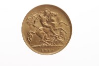 Lot 525 - GOLD HALF SOVEREIGN DATED 1913