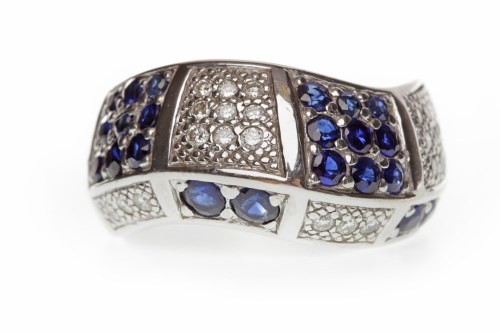 Lot 29 - UNUSUAL SAPPHIRE AND DIAMOND DRESS RING in the...