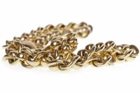 Lot 82 - NINE CARAT GOLD CHAIN NECKLACE formed by curb...