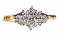 Lot 390 - EIGHTEEN CARAT GOLD DIAMOND CLUSTER RING with...