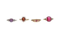 Lot 527 - VICTORIAN EIGHTEEN CARAT GOLD CREATED RUBY AND...