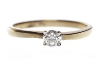 Lot 599 - NINE CARAT GOLD DIAMOND SOLITAIRE RING with a...
