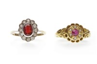 Lot 675 - VICTORIAN EIGHTEEN CARAT GOLD CREATED RUBY AND...