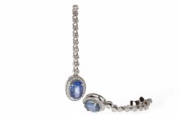 Lot 683 - PAIR OF SAPPHIRE AND DIAMOND DROP EARRINGS...