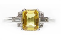Lot 769 - EIGHTEEN CARAT WHITE GOLD YELLOW SAPPHIRE AND...