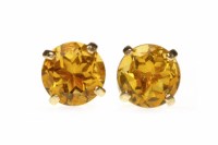 Lot 782 - PAIR OF NINE CARAT GOLD CITRINE EARRINGS each...