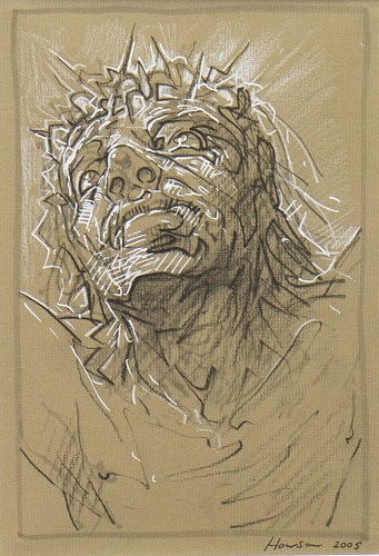 Lot 47 - * PETER HOWSON OBE, CROWN OF THORNS charcoal...