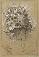 Lot 47 - * PETER HOWSON OBE, CROWN OF THORNS charcoal...