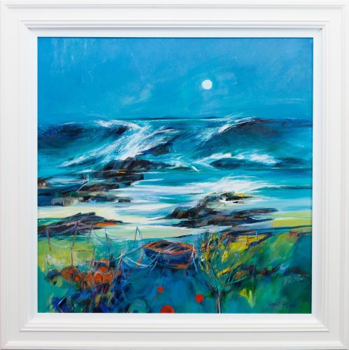 Lot 106 - SHELAGH CAMPBELL, STORMTIDE, TIREE acrylic on...