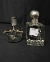 Lot 17 - SILVER LIDDED CRYSTAL INK WELL together with a...
