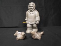 Lot 34 - CANADIAN ESKIMO SCULPTURE with two seals