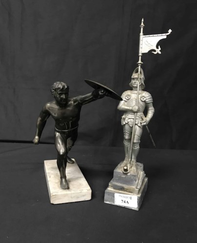 Lot 74 - METAL WARRIOR FIGURE and another of a knight