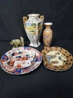 Lot 86 - TWO JAPANESE IMARI CHARGERS along with a pair...