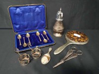 Lot 90 - SIX SILVER GILT TEA SPOONS along with two...