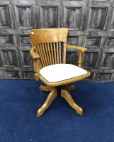 Lot 94 - EARLY 20TH CENTURY OAK CAPTAIN'S CHAIR with...