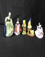 Lot 112 - THREE ROYAL DOULTON LADY FIGURES along with...