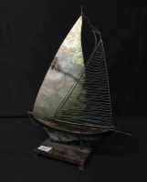Lot 120 - COPPER AND MOTHER OF PEARL SCULPTURE OF A...