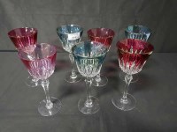 Lot 134 - GROUP OF COLOURED CRYSTAL GLASSES (7)