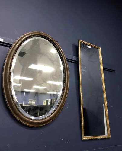 Lot 136 - OVAL WALL MIRROR and a rectangular mirror