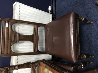Lot 150A - SET OF SIX OAK DINING CHAIRS WITH STUDDED...