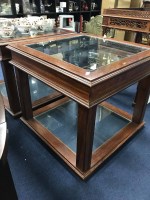 Lot 244 - TWO SQUARE GLASS TOP LAMP TABLES