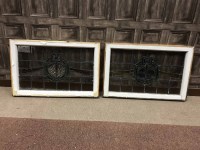 Lot 262 - TWO LEADED GLASS WINDOWS each with central...