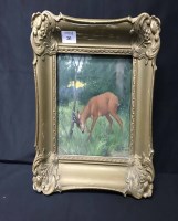 Lot 283 - OIL PAINTING OF A DEER signed Ad Hoffman, signed
