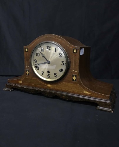 Lot 287 - EDWARDIAN INLAID MANTLE CLOCK Movement stamped...