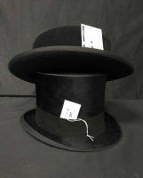 Lot 297 - GENTLEMAN'S TOP HAT AND ANOTHER BOWLER'S HAT