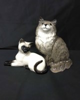 Lot 301 - BESWICK SIAMESE CAT, LONGHAIRED CAT ALONG WITH...