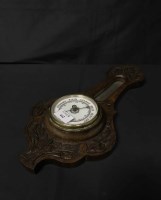 Lot 442 - OAK CASED BAROMETER also trinket box, brass...